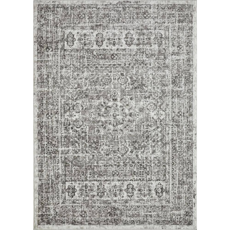 LOOMAKNOTI Rhane Andallie Gray 9 ft. 10 in. x 12 ft. 10 in. Oriental Polypropylene Area Rug ER016.61.85