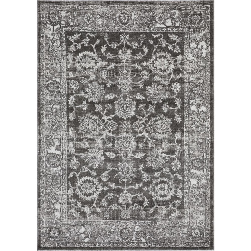 LOOMAKNOTI Rhane Vaild Gray 5 ft. 3 in. x 7 ft. 3 in. Oriental Polypropylene Area Rug ER006.198.55