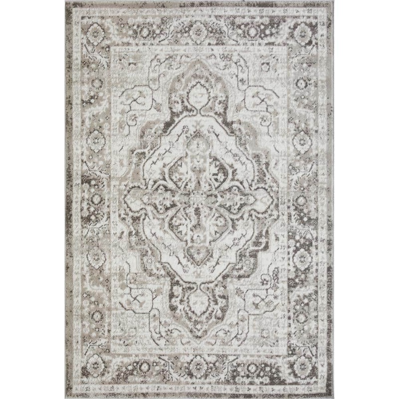 LOOMAKNOTI Rhane Valok Gray 4 ft. x 6 ft. Oriental Polypropylene Area Rug ER003.62.50