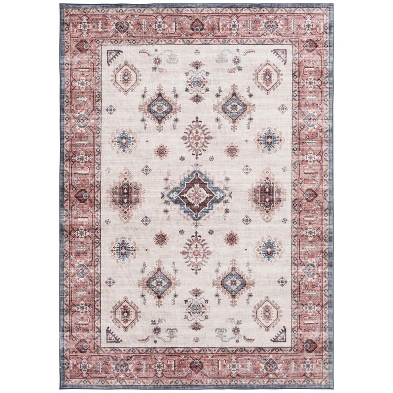 LOOMAKNOTI Wipe Up Areyn Beige Washable 7 ft. 6 in. x 9 ft. 6 in. Oriental Polyester Indoor Area Rug 2924.314.62