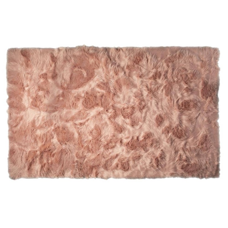 Luxe Faux Fur HUDSON FAUX FUR 5′ X 8′ RECTANGULAR RUG – DUSTY ROSE 676685053268