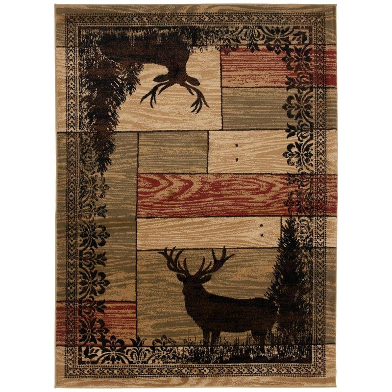 Mayberry Rug American Destination Multi-Color Woodgrain Multi Lodge 2 ft. x 4 ft. Area Rug AD8065 2X4