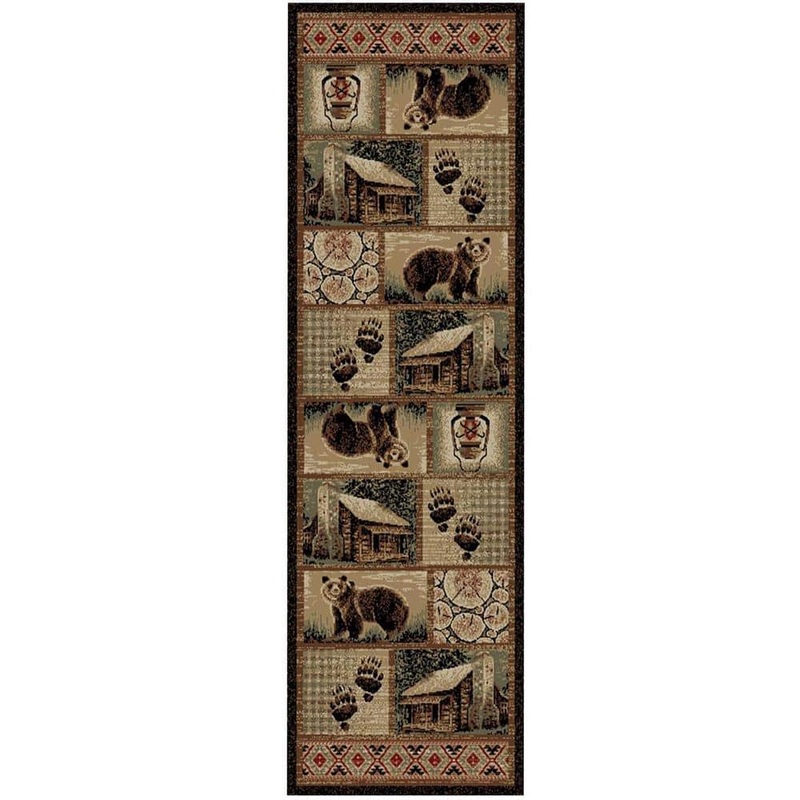 Mayberry Rug Hearthside Cabin Hideaway Lodge Brown 2 ft. x 8 ft. Woven Animal Print Polypropylene Rectangle Area Rug HS9661 2X8