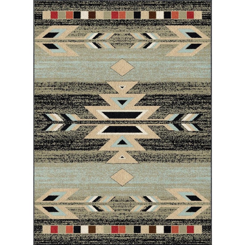 Mayberry Rug Hearthside Rio Grande Lodge Ebony 5 ft. x 8 ft. Woven Abstract Polypropylene Rectangle Area Rug HS7613 5X8