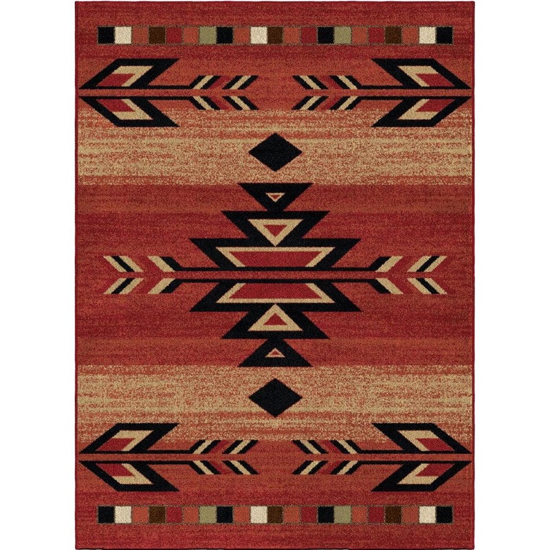 Mayberry Rug Hearthside Rio Grande Lodge Red 8 x 10 ft. Woven Abstract Polypropylene Rectangle Area Rug HS7610 8X10