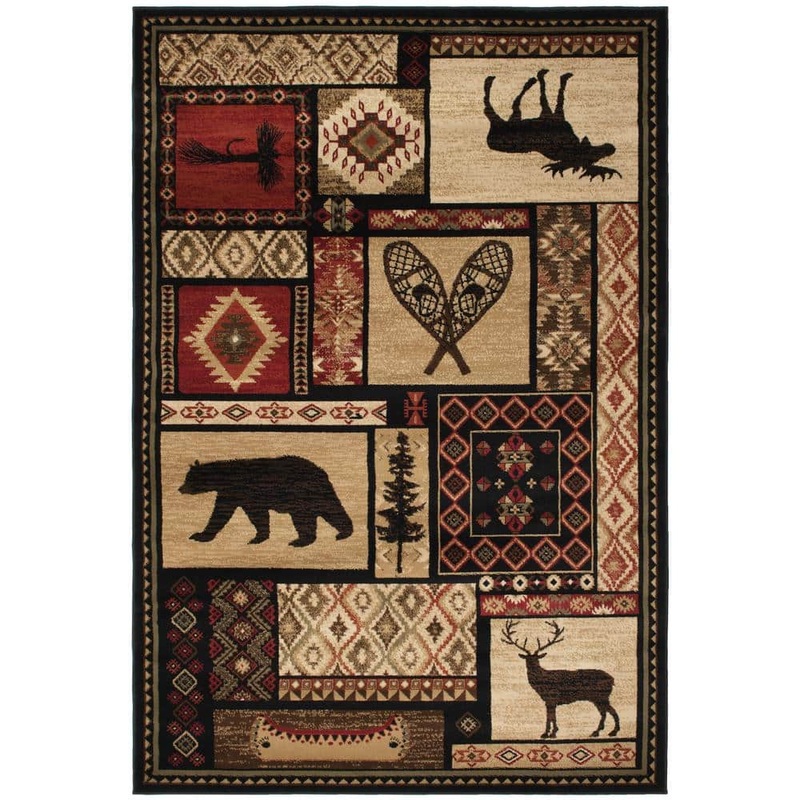 Mayberry Rug Lodge King Patchwork Multi 8 ft. x 10 ft. Lodge Area Rug LK6913 8X10