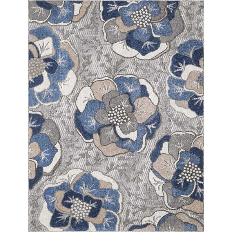 MILLERTON HOME Ava Gray 2 ft. x 4 ft. Modern Floral Indoor/Outdoor Area Rug MIL693522X4