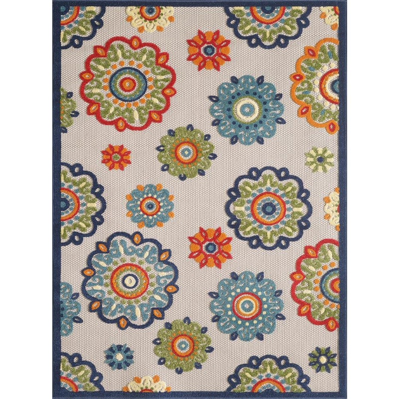 MILLERTON HOME Ava Ivory 5 ft. x 8 ft. Bohemian Floral Indoor/Outdoor Area Rug MIL693453X7