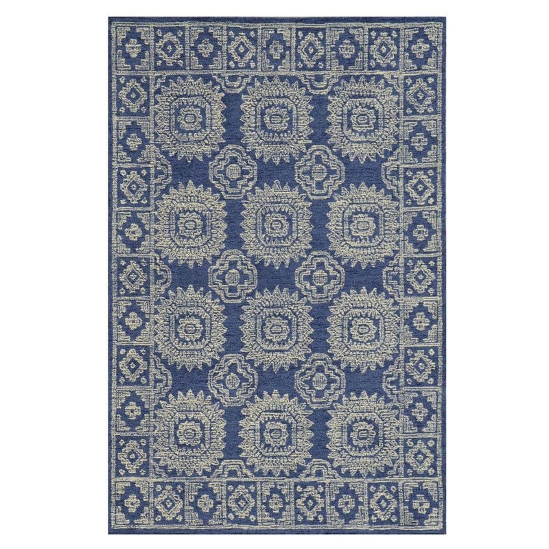 MILLERTON HOME Opal Navy 5 ft. x 7 ft. Persian Bohemian Hand-Tufted Wool Area Rug MIL24695X7