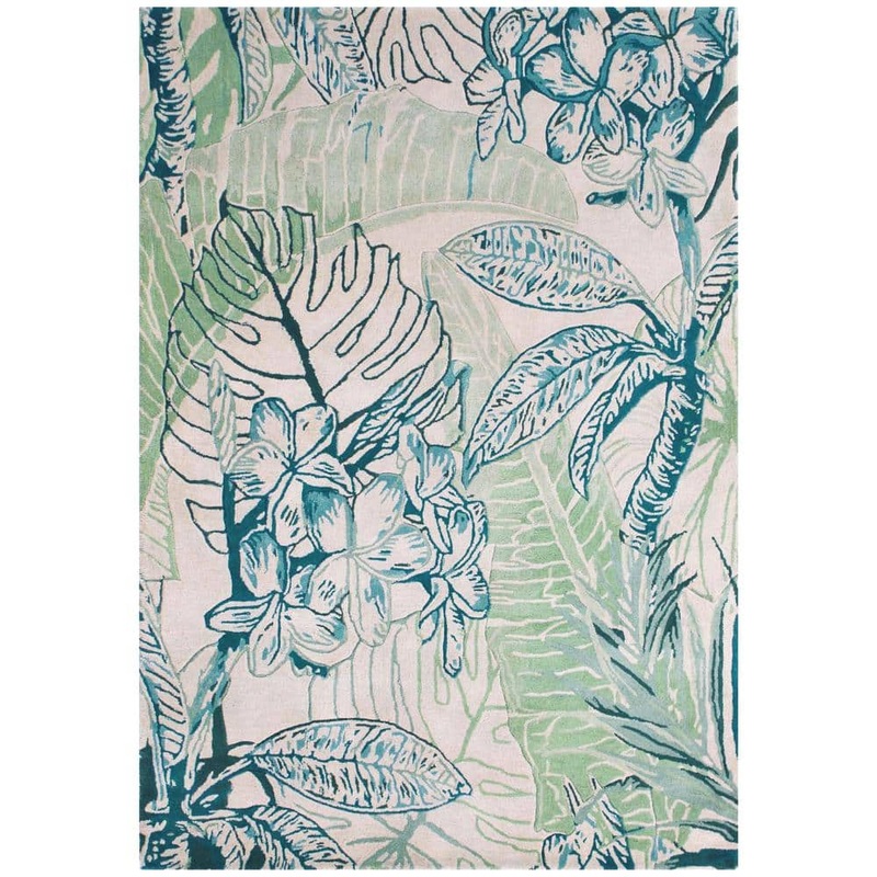 MILLERTON HOME Reva Ivory 8 ft. x 10 ft. Tropical Leaves Hand-Tufted Wool Area Rug MIL318479X96