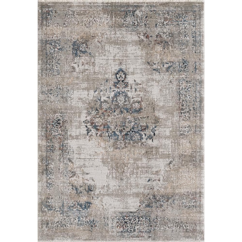 MILLERTON HOME Rhye Greige 5 ft. x 8 ft. Vintage Medallion Area Rug MIL826253X77