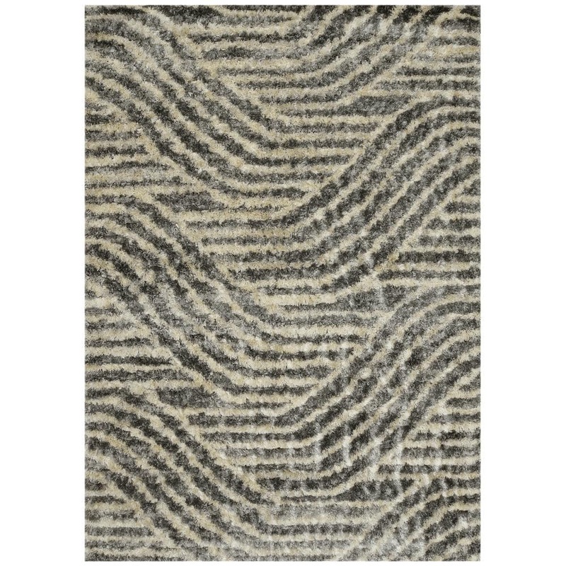 MILLERTON HOME Rune Charcoal 8 ft. x 10 ft. Chevron Shag Area Rug MIL6715710X910