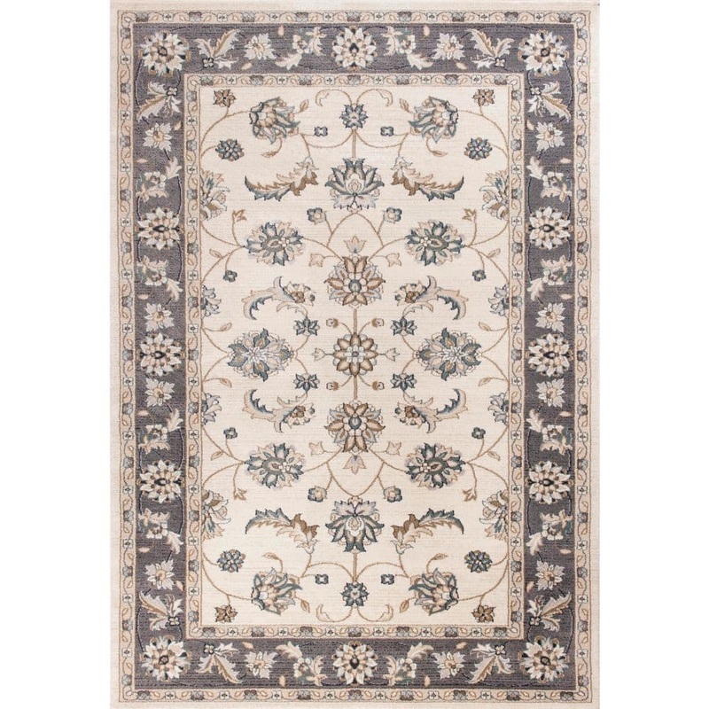 MILLERTON HOME Sabina Ivory/Gray 5 ft. x 8 ft. Floral andTraditional Area Rug MIL561253X77