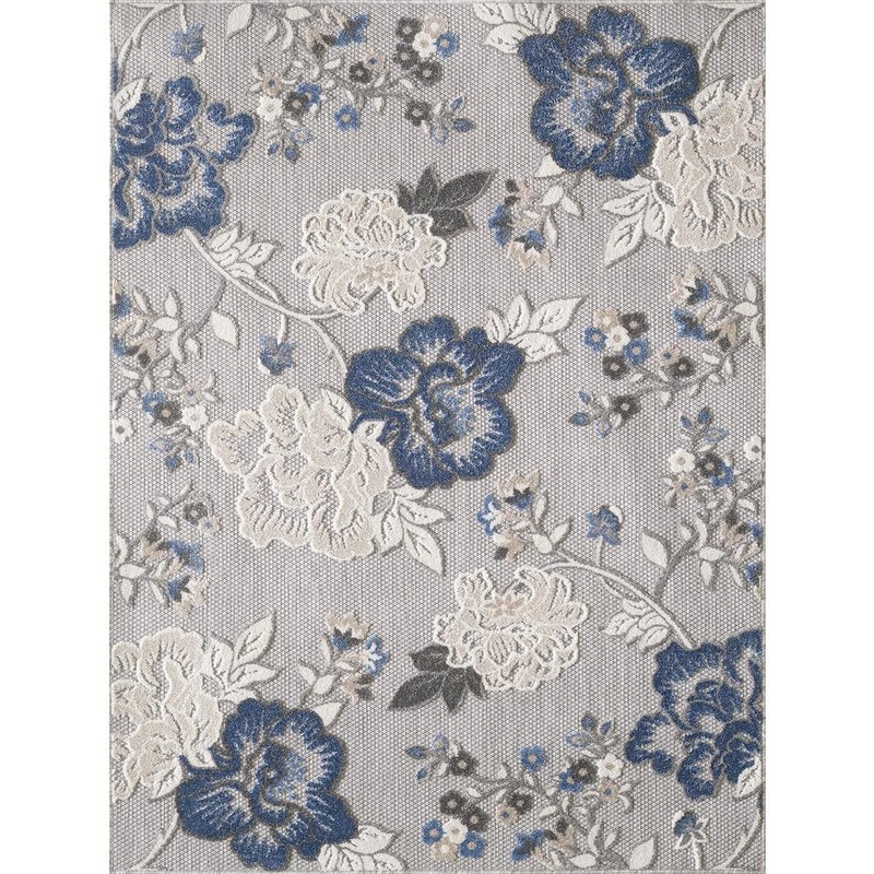 MILLERTON HOME Ava Gray 5 ft. x 8 ft. Mid-Century Floral Indoor/Outdoor Area Rug MIL693853X7