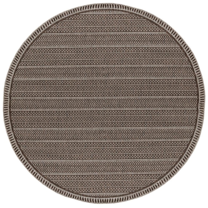 MILLERTON HOME Isla Mocha 8 ft. Round Round Global Chevron Indoor/Outdoor Area Rug MIL5762710X710RO