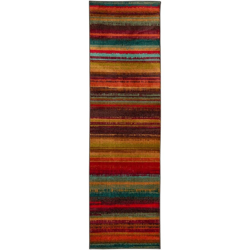 Mohawk Home Boho Stripe Multi 2 ft. x 8 ft. Machine Washable Striped Runner Rug 418731