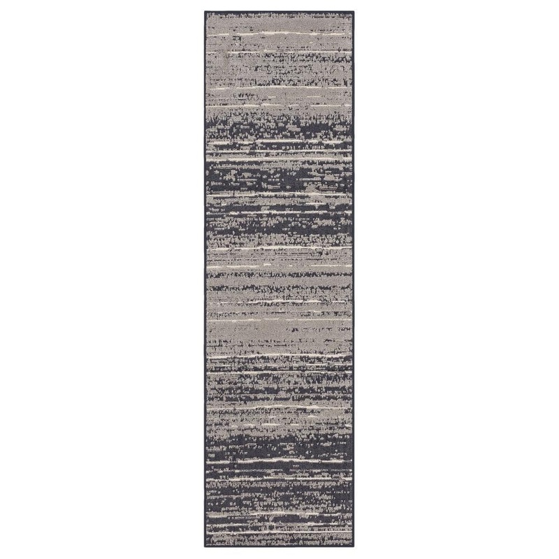 Mohawk Home Chaffee Graphite 2 ft. 1 in. x 7 ft. 6 in. Transitional Abstract; Striped Painterly Linear Runner Rug 918651