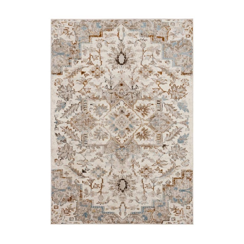 Mohawk Home Janus Cream 7 ft. 10 in. x 10 ft. Traditional Floral Medallion Area Rug 905910