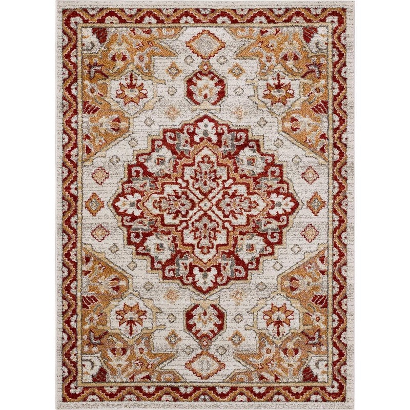 Mohawk Home Laughton Gold 5 ft. 3 in. x 8 ft.Traditional Ornamental Tabriz Area Rug 909642