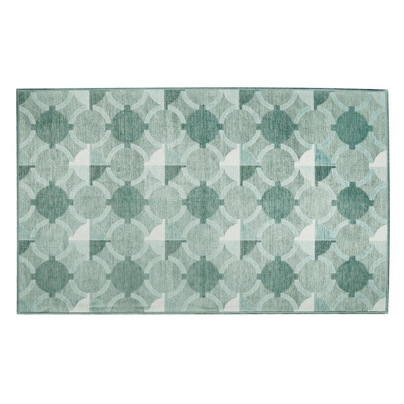 My Magic Carpet Dula Light Sage Green 3 ft. x 5 ft. Geometric Washable Area Rug 439812WEB