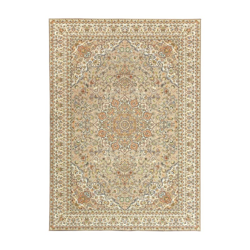 My Magic Carpet Kenya Beige Medallion Washable 5 ft. x 7 ft. Area Rug 341598WEB