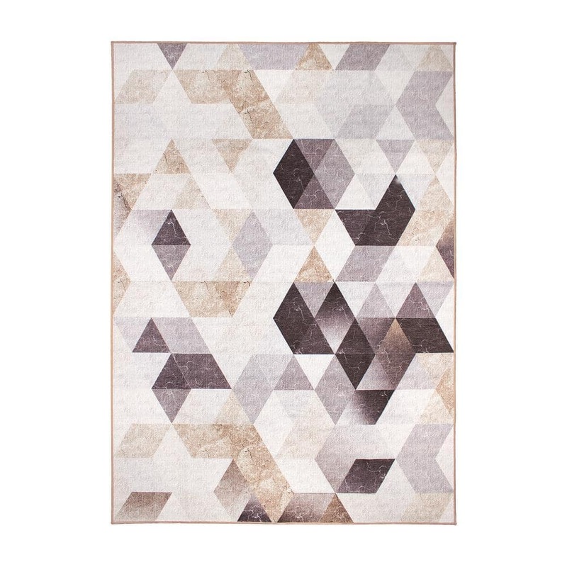 My Magic Carpet Lattice Geometric Neutral Geometric Washable 5 ft. x 7 ft. Area Rug 340715WEB