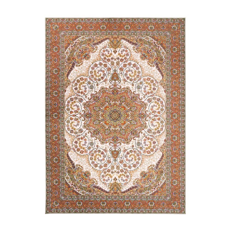 My Magic Carpet Zahara Amber 5 ft. x 7 ft. Medallion Washable Area Rug 340697WEB