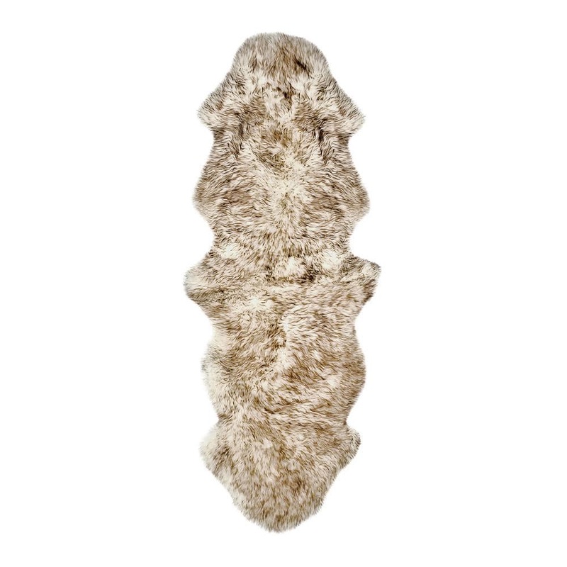 natural New Zealand Gradient Chocolate 2 ft. x 6 ft. Double Sheepskin Area Rug 676685001788