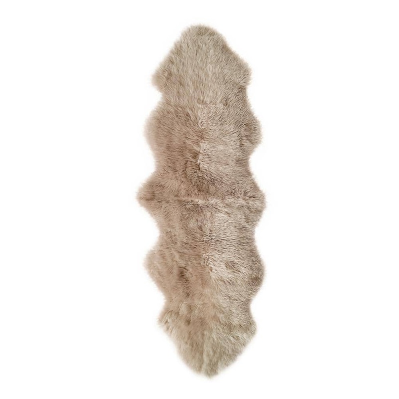natural New Zealand Taupe 2 ft. x 6 ft. Double Sheepskin Area Rug 676685024640