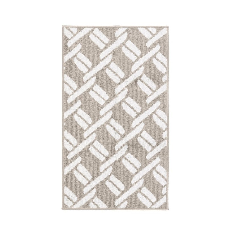 Nautica Washable Skid Resistant Light Grey/White  2.2 ft. x 4 ft. All Loop Tufted Area Rug NAA016596