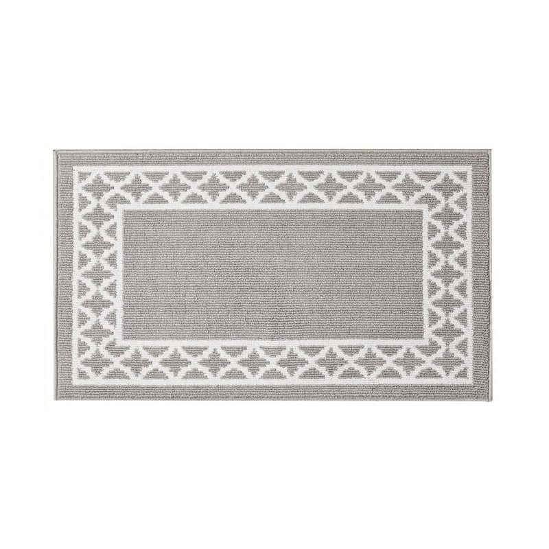 Nautica Washable Skid Resistant Light Grey/White  2.2 ft. x 4 ft. All Loop Tufted Area Rug NAA016612