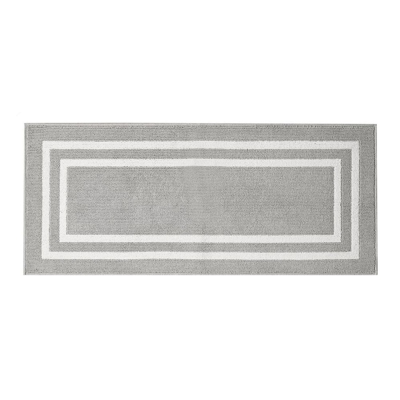 Nautica Washable Skid Resistant Light Grey/White  2.2 ft. x 5 ft. All Loop Tufted Area Rug NAA016627