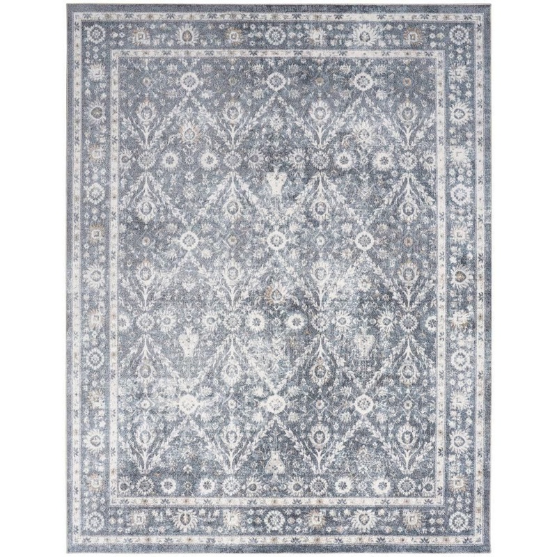 Nourison Astra Machine Washable Dark Blue 8 ft. x 10 ft. Distressed Traditional Area Rug 978110