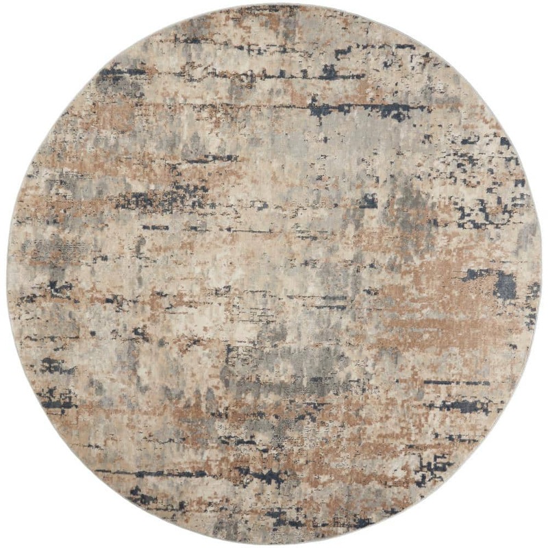 Nourison Concerto Beige Grey 10 ft. x 10 ft. Abstract Contemporary Round Area Rug 956606