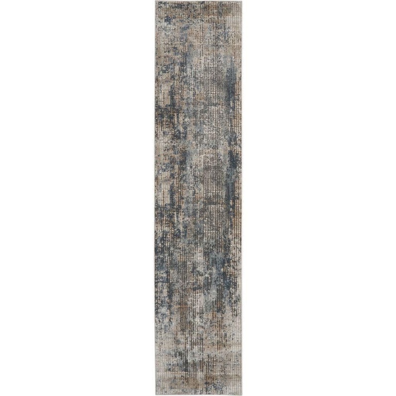 Nourison Concerto Blue/Beige 2 ft. x 8 ft. Abstract Modern Kitchen Runner Area Rug 748744
