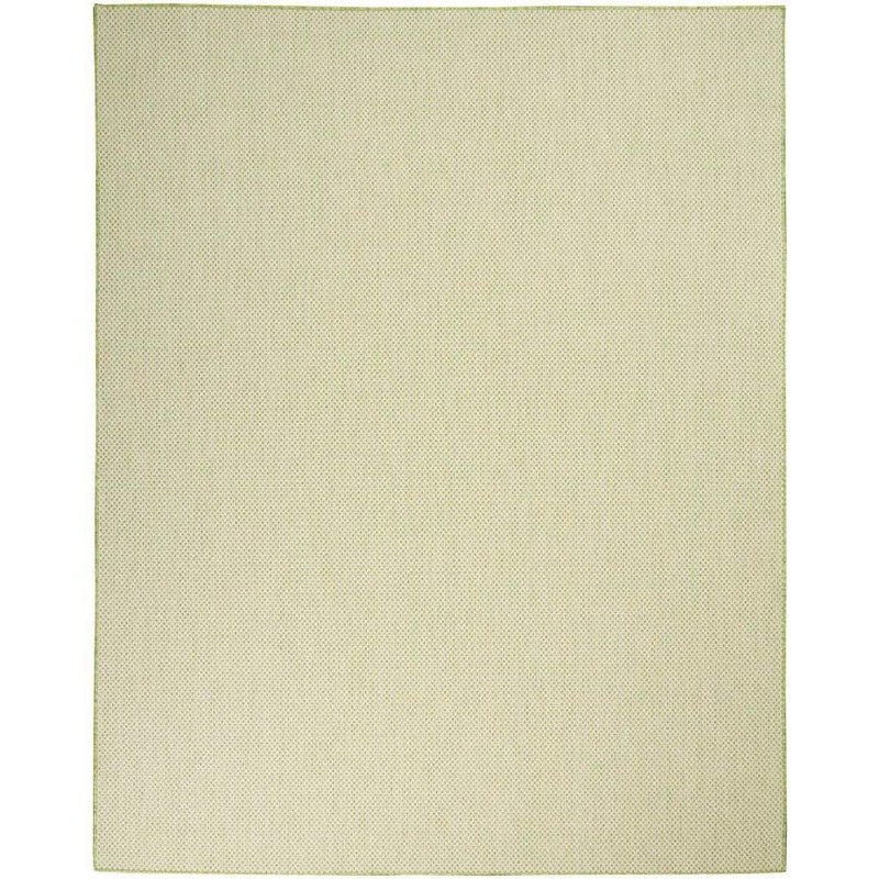Nourison Courtyard Ivory Green 9 ft. x 12 ft. Geometric Contemporary Indoor/Outdoor Patio Area Rug 841995