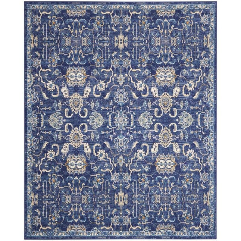 Nourison Grafix Navy 7 ft. x 10 ft. Persian Medallion Transitional Area Rug 809858