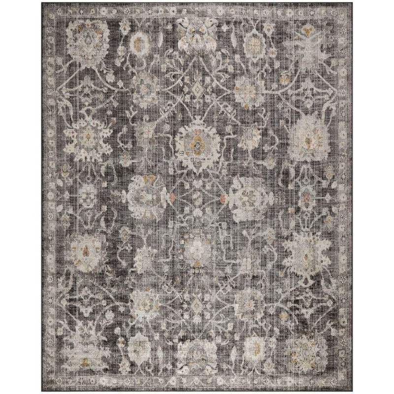 Nourison Oushak Home Charcoal 8 ft. x 10 ft. Floral Traditional Area Rug 949103