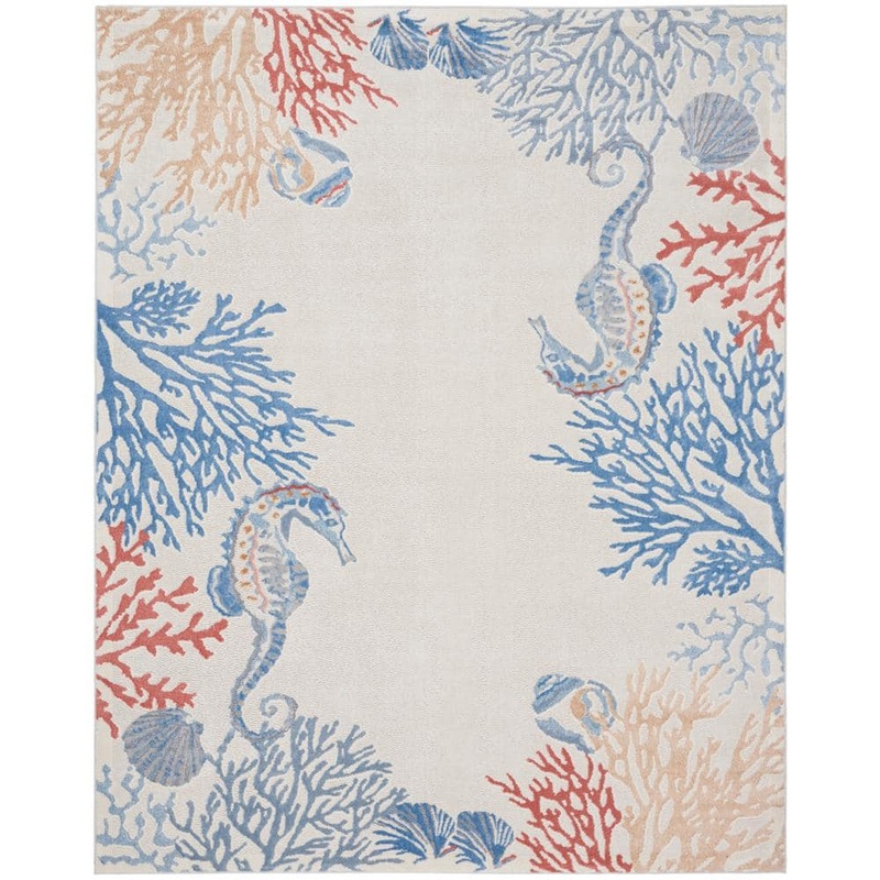 Nourison Pompeii Ivory/Multi 8 ft. x 10 ft. Nature-Inspired Contemporary Area Rug 882097