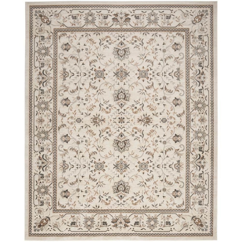 Nourison Serenity Home Ivory Mocha 9 ft. x 12 ft. Medallion Traditional Area Rug 918345