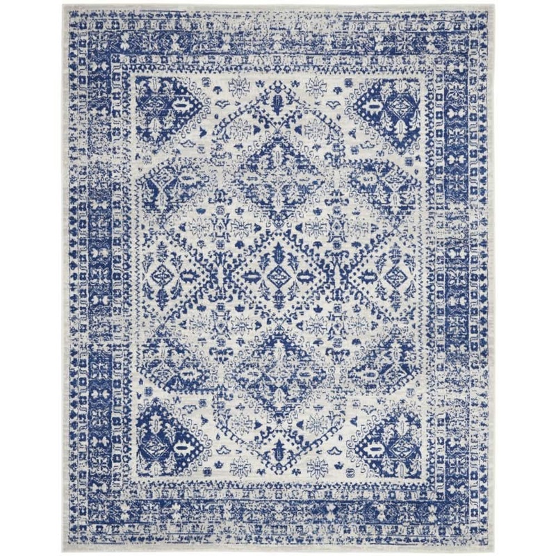 Nourison Whimsicle Ivory Navy 9 ft. x 12 ft. Geometric Bohemian Area Rug 834577
