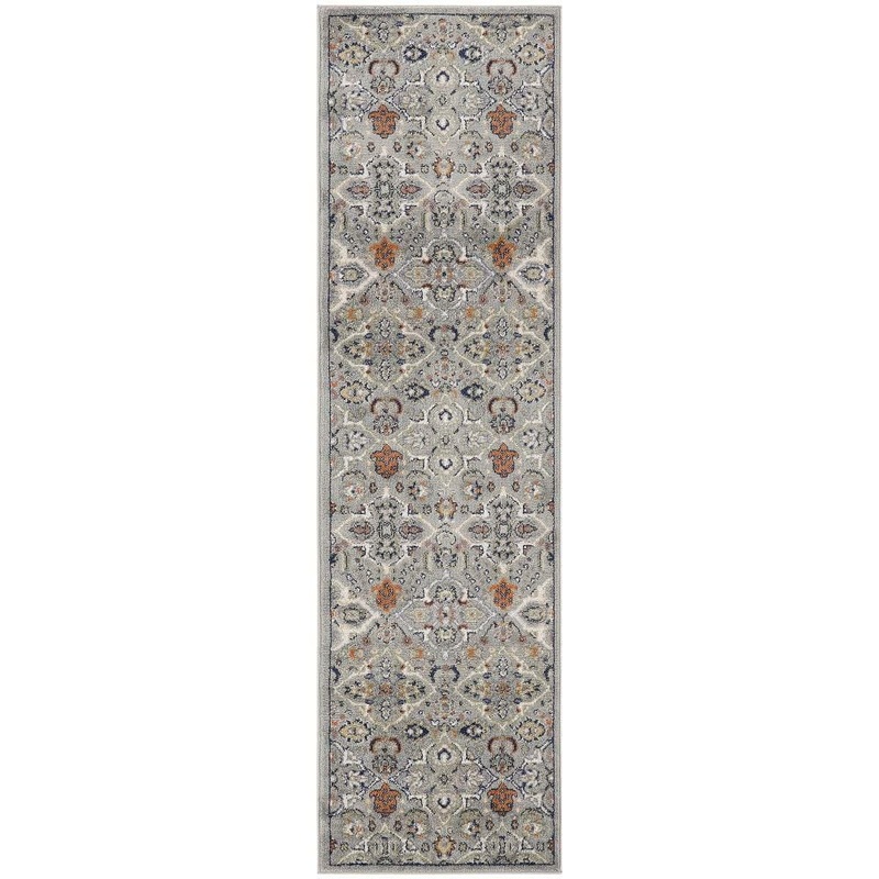 Nourison Allur Grey 2 ft. x 8 ft. Abstract Medallion Transitional Runner Area Rug 916617