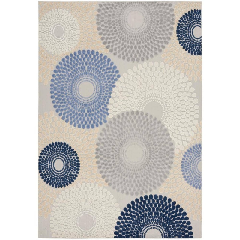 Nourison Aloha Blue Grey 8 ft. x 11 ft. Medallion Contemporary Area Rug 167309
