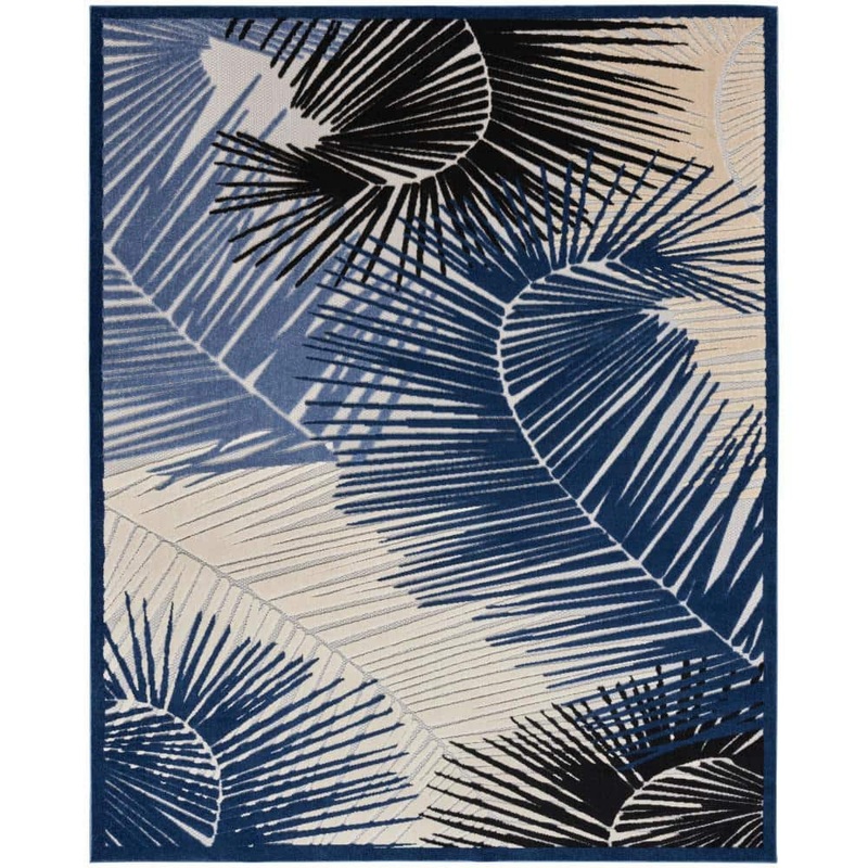 Nourison Aloha Navy 8 ft. x 10 ft. Nature-inspired Contemporary Area Rug 969705