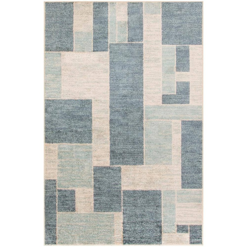 Nourison Astra Machine Washable Blue Ivory 3 ft. x 5 ft. Geometric Contemporary Area Rug 944504