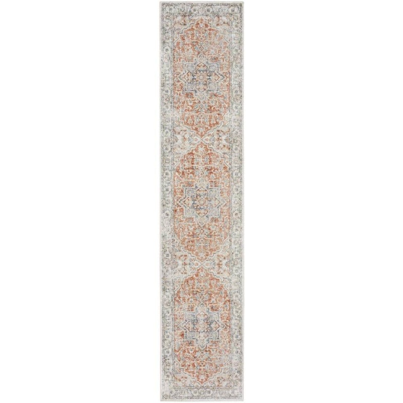 Nourison Astra Machine Washable Gold Multicolor 2 ft. x 10 ft. Distressed Traditional Runner Area Rug 125934