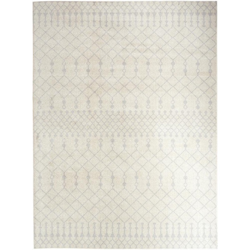 Nourison Astra Machine Washable Ivory 9 ft. x 12 ft. Moroccan Transitional Area Rug 123640
