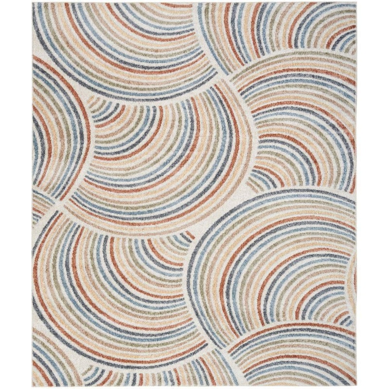 Nourison Astra Machine Washable Ivory Multicolor 10 ft. x 14 ft. All-over design Contemporary Area Rug 979063