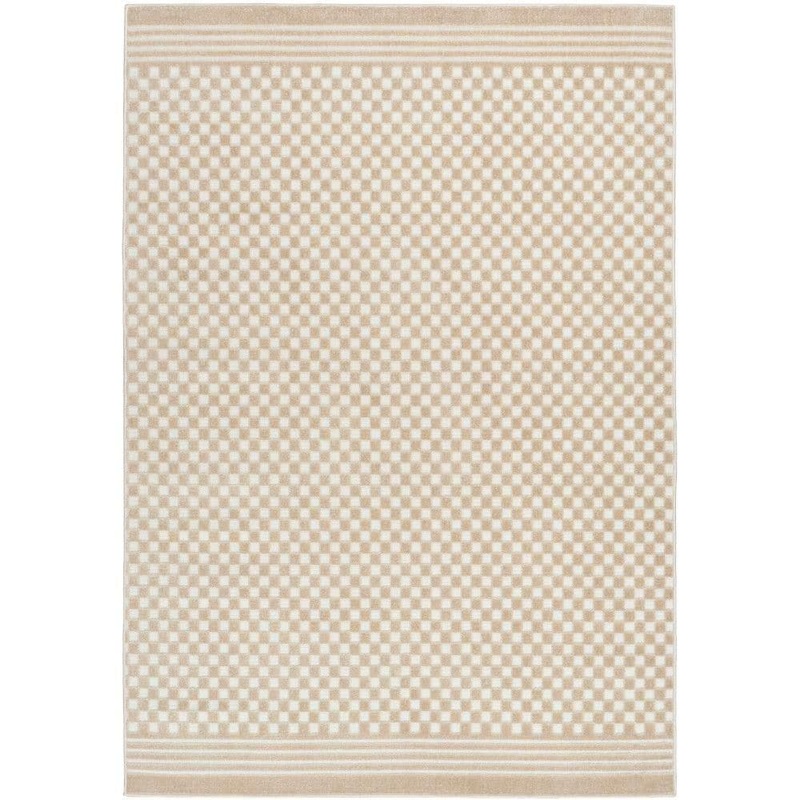Nourison Casual Beige 7 ft. x 9 ft. Checker Contemporary Area Rug 983114