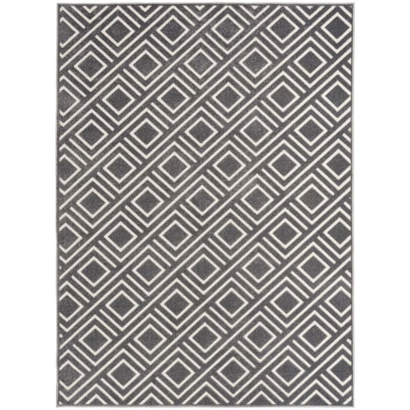 Nourison Casual Grey 4 ft. x 6 ft. Checker Contemporary Area Rug 984289